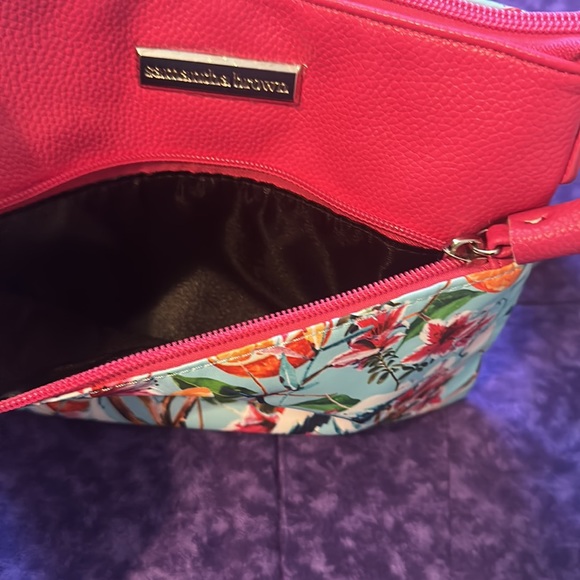 💖Samantha Brown hot pink crossbody bag with birds, oranges and flowers - Picture 4 of 6